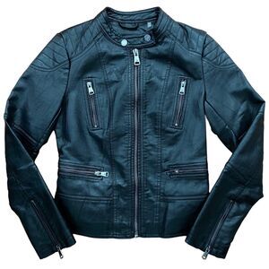 Kenneth Cole New York Moto Jacket Women’s Size XS Black Faux Leather New